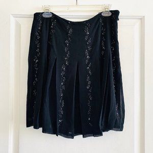 LAURENCE KAZAR | Black beaded + pleated formal skirt | Size: Large